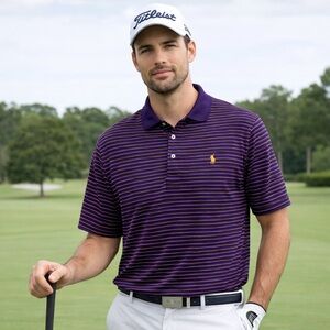 Polo Golf Ralph Lauren Men’s L Polo Shirt 100% Pima Cotton Purple Stripe